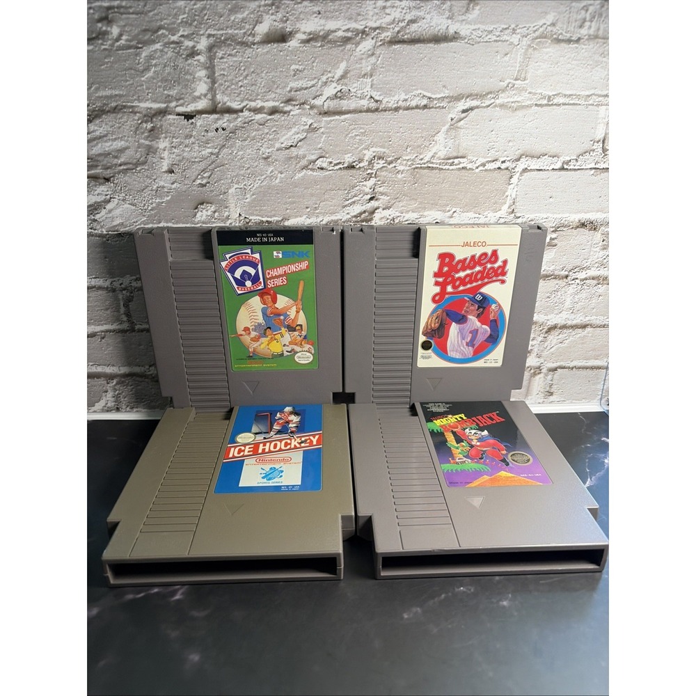 Nintendo NES Bundle- Little League/Ice Hockey/Mighty Bombjack/Bases Loaded - T&W